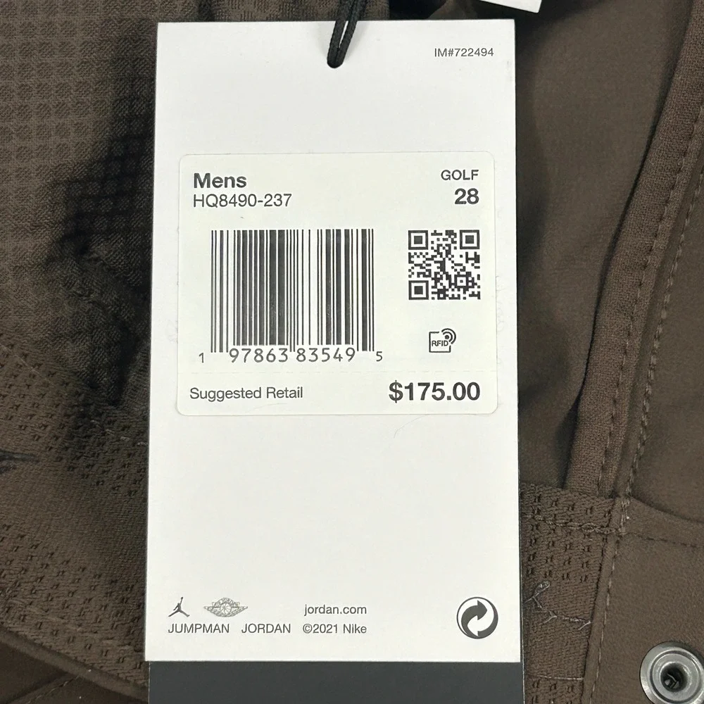 Jordan Golf Cargo Pants‎ Mens 28 Brown Loose Fit Full Length Stretch Repel NEW